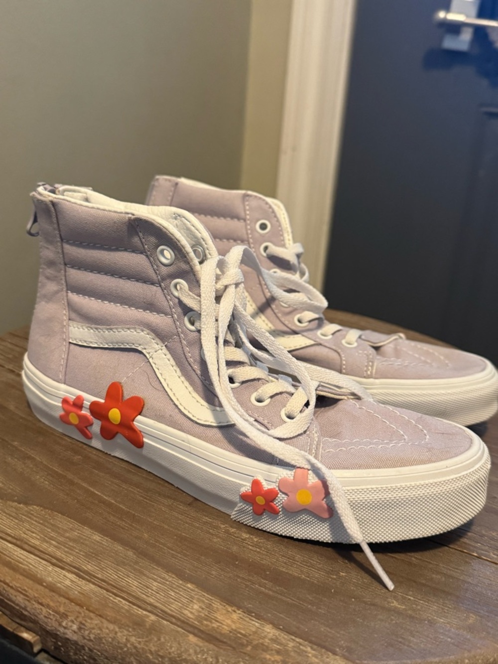 Vans Lavender High-Top Sneakers with Floral Charms